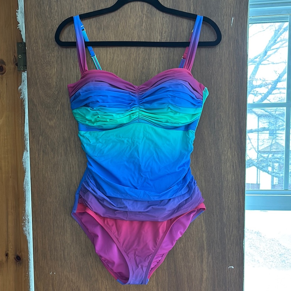 Bleu Rod Beattie Pink and Blue One Piece Swimsuit